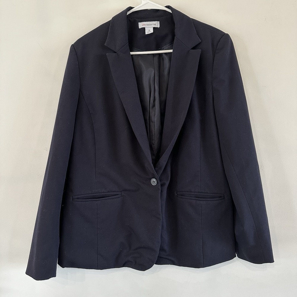 Liz Claiborne Women's Navy Blue Blazer Size 14 Career Office Jacket NEW